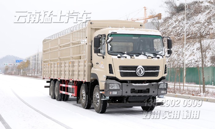 圍欄畜牧車,果蔬運(yùn)輸車,12米重型貨車,420馬力倉柵車,四橋卡車,東風(fēng)后八輪